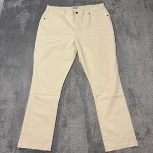 Oliver Logan Crosby Relaxed Taper Jeans 34 Cream Off White Raw Hem NWOT